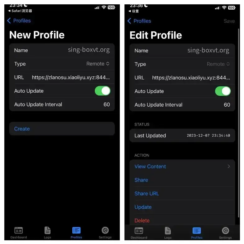 edit profile